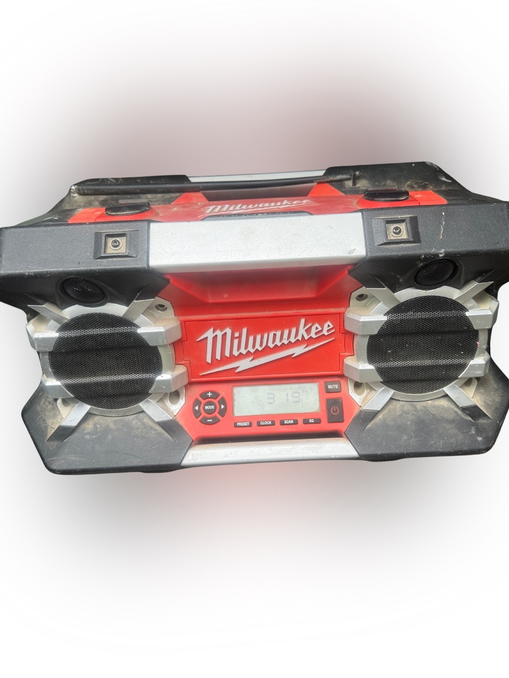Milwaukee Red Portable Jobsite Radio with Dual Speakers Tested & Works